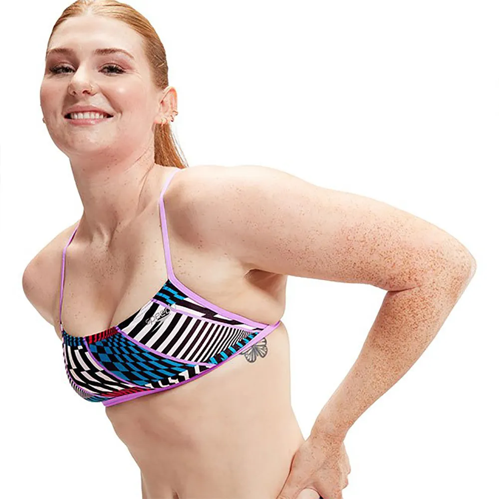 Speedo Allover Digital Cross Back Crop Top Bikinioberteil female