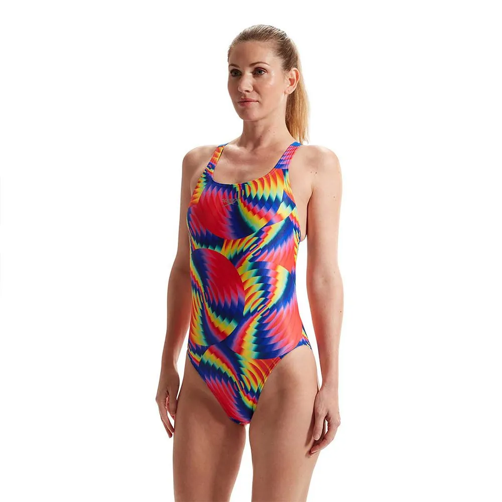 Speedo Allover Digital Leaderback Badeanzug