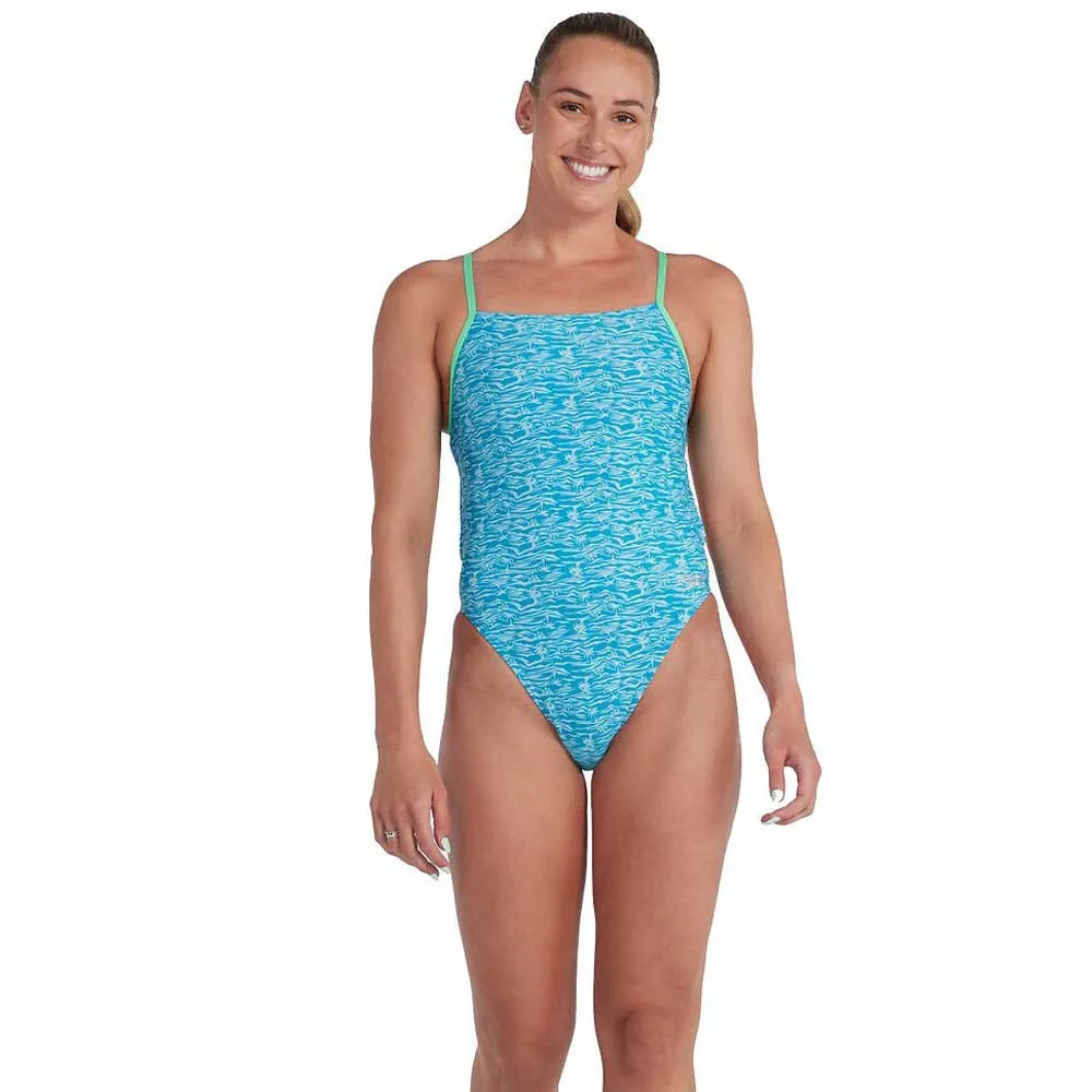 Speedo Allover Lattice-back Badeanzug female, Aquarium / aquasplash / fake green Speedo Allover Lattice-back Badeanzug female, Aquarium / aquasplash / fake green