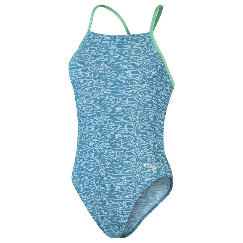 Speedo Allover Lattice-back Badeanzug female, Aquarium / aquasplash / fake green Speedo Allover Lattice-back Badeanzug female, Aquarium / aquasplash / fake green