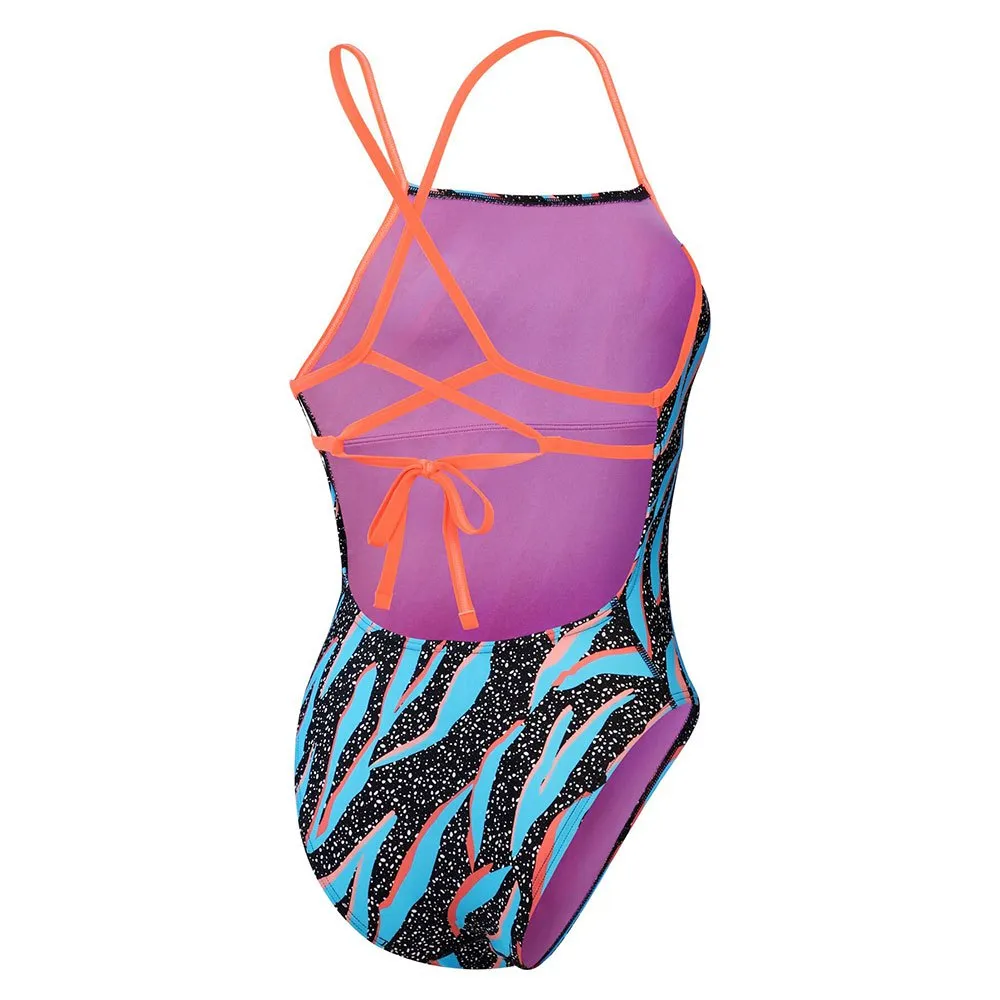 Speedo Allover Lattice Tie-back Badeanzug, Black / picton blue / siren red Speedo Allover Lattice Tie-back Badeanzug, Black / picton blue / siren red