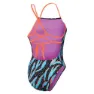 Speedo Allover Lattice Tie-back Badeanzug, Black / picton blue / siren red