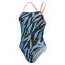 Speedo Allover Lattice Tie-back Badeanzug, Black / picton blue / siren red