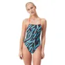 Speedo Allover Lattice Tie-back Badeanzug, Black / picton blue / siren red