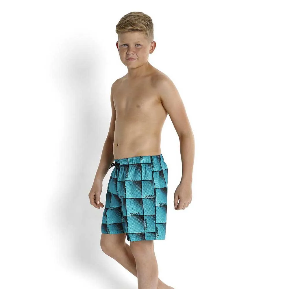 Speedo Boombastic Printed Leisure 15´´ Badeshorts male, Black / bali blue / aquarium, 10-11Y