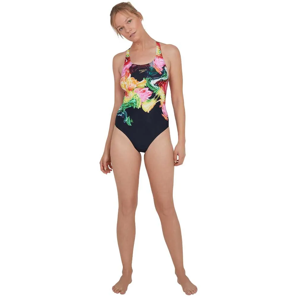 Speedo Colourblend Placement Digital Powerback Badeanzug female, Black / mango / lava red / white / jade Speedo Colourblend Placement Digital Powerback Badeanzug female, Black / mango / lava red / white / jade