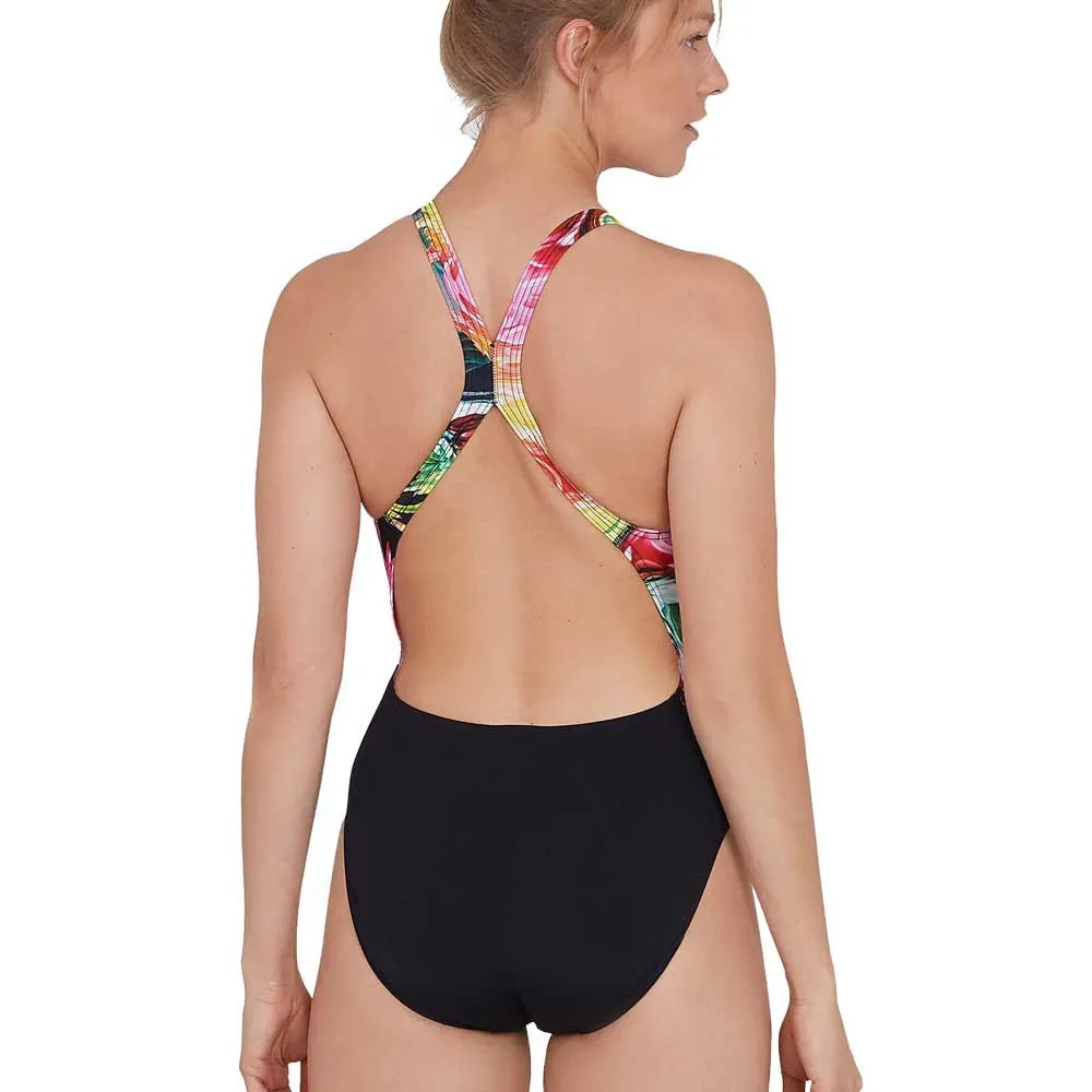 Speedo Colourblend Placement Digital Powerback Badeanzug female, Black / mango / lava red / white / jade Speedo Colourblend Placement Digital Powerback Badeanzug female, Black / mango / lava red / white / jade