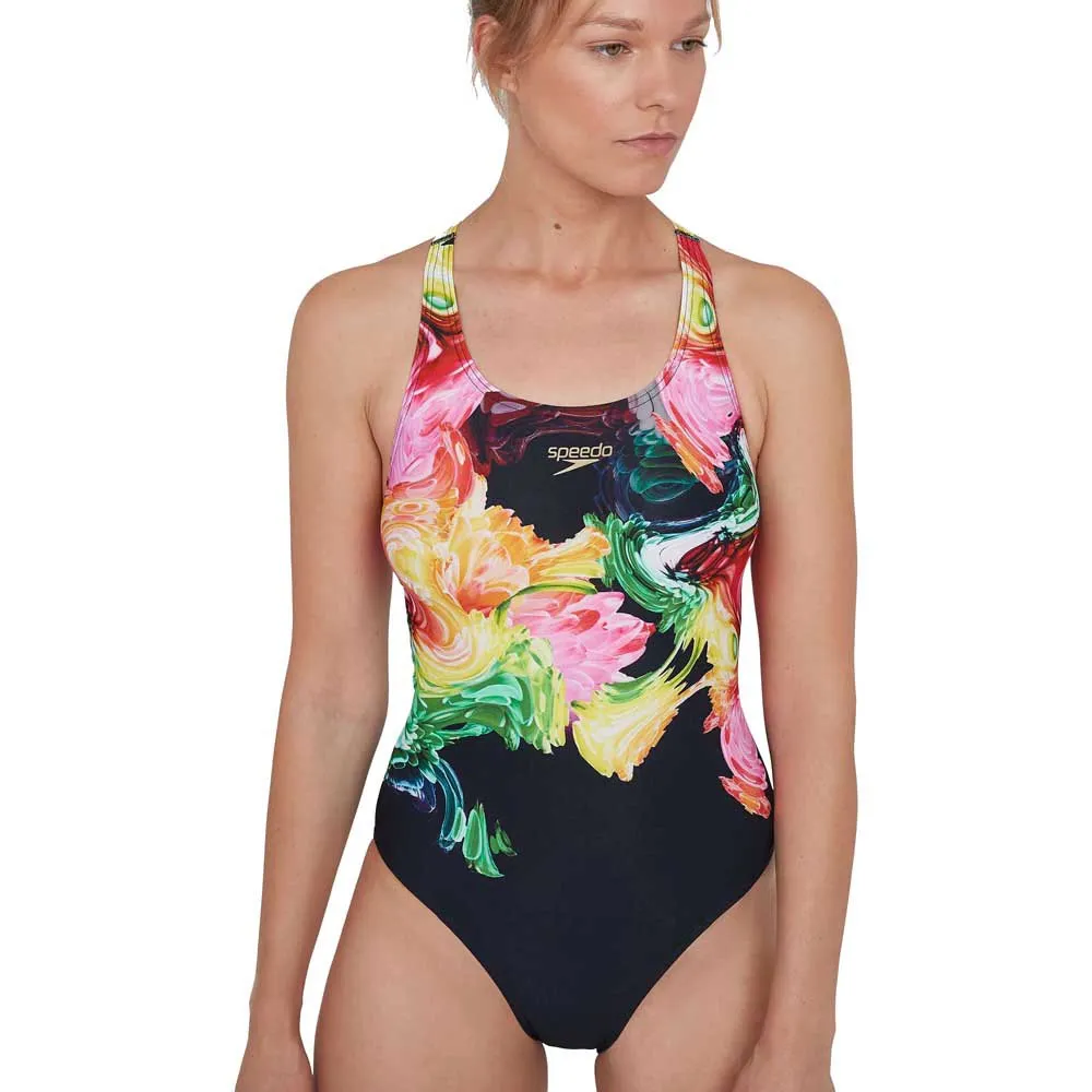 Speedo Colourblend Placement Digital Powerback Badeanzug female, Black / mango / lava red / white / jade Speedo Colourblend Placement Digital Powerback Badeanzug female, Black / mango / lava red / white / jade