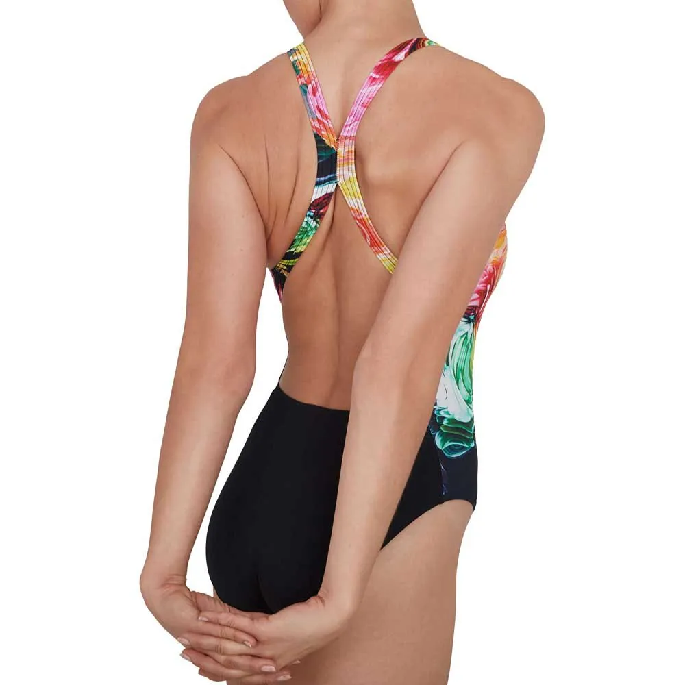 Speedo Colourblend Placement Digital Powerback Badeanzug female, Black / mango / lava red / white / jade Speedo Colourblend Placement Digital Powerback Badeanzug female, Black / mango / lava red / white / jade