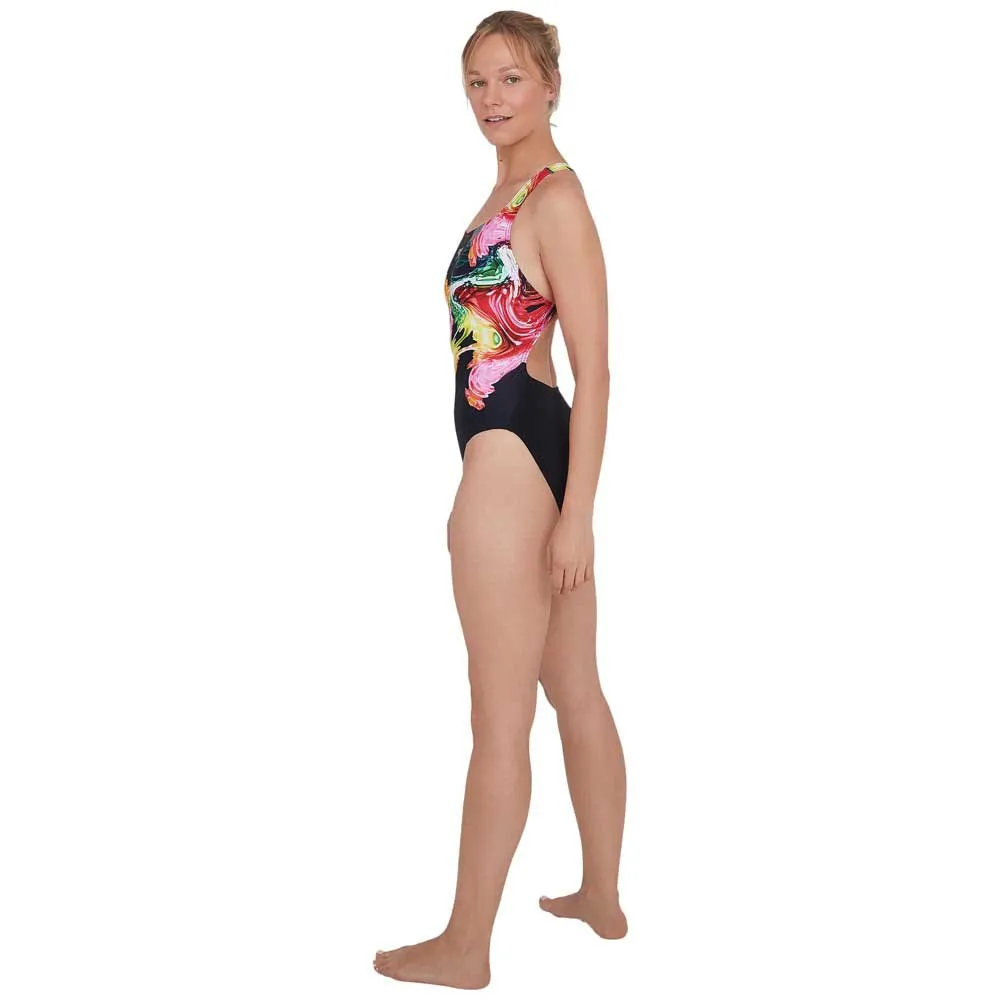 Speedo Colourblend Placement Digital Powerback Badeanzug female, Black / mango / lava red / white / jade Speedo Colourblend Placement Digital Powerback Badeanzug female, Black / mango / lava red / white / jade