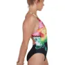 Speedo Colourblend Placement Digital Powerback Badeanzug female, Black / mango / lava red / white / jade