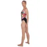 Speedo Colourblend Placement Digital Powerback Badeanzug female, Black / mango / lava red / white / jade