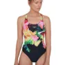 Speedo Colourblend Placement Digital Powerback Badeanzug female, Black / mango / lava red / white / jade