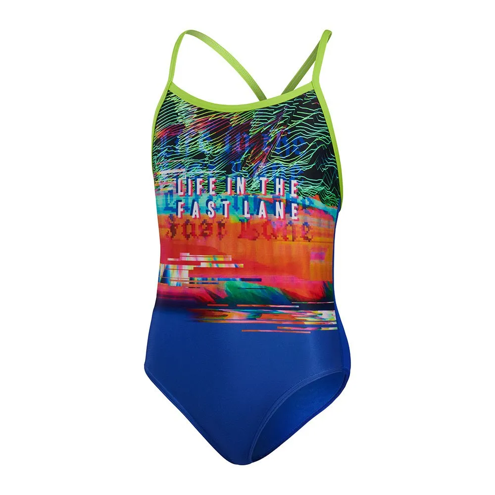 Speedo Comic Chaos V-back Endurance+ Badeanzug, Blue flame / atomic lime / salso / white, 11-12Y Speedo Comic Chaos V-back Endurance+ Badeanzug, Blue flame / atomic lime / salso / white, 11-12Y
