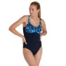 Speedo Contourlustre Shaping Badeanzug, True navy / blue flame / light adriatic
