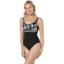 Speedo Contourluxe Printed Badeanzug, Black / white