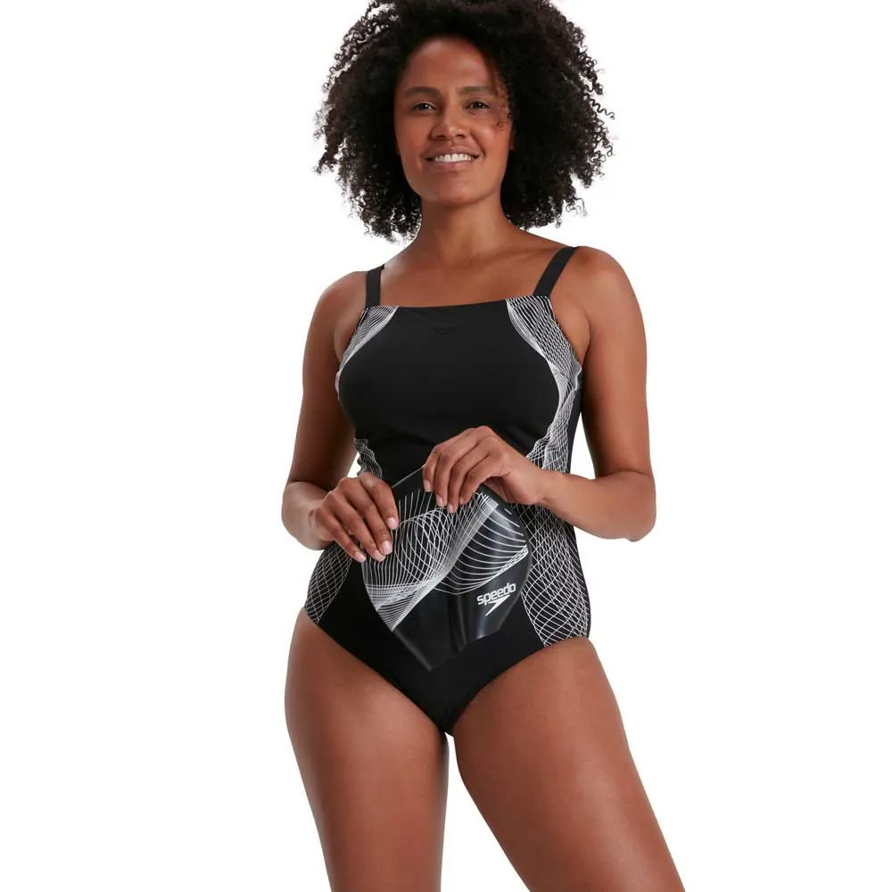 Speedo Crystallux Printed Shaping Shape Comprex Badeanzug Speedo Crystallux Printed Shaping Shape Comprex Badeanzug