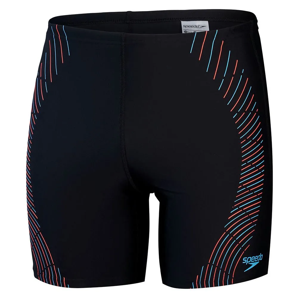 Speedo Duo Logo Print Mid Jammer, Black / mandarin peel / dark teal Speedo Duo Logo Print Mid Jammer, Black / mandarin peel / dark teal