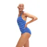 Speedo Eco Endurance+ Printed Medalist Badeanzug female, Chroma blue / white (fed red branding)