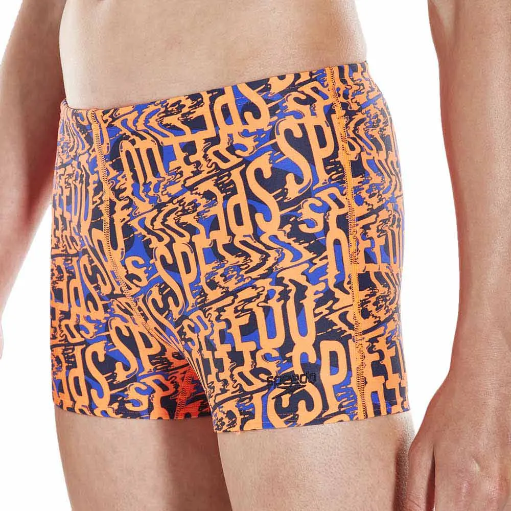 Speedo Electric Spritz Allover Badehose Boxer, Amparo blue / navy / fluo orange Speedo Electric Spritz Allover Badehose Boxer, Amparo blue / navy / fluo orange