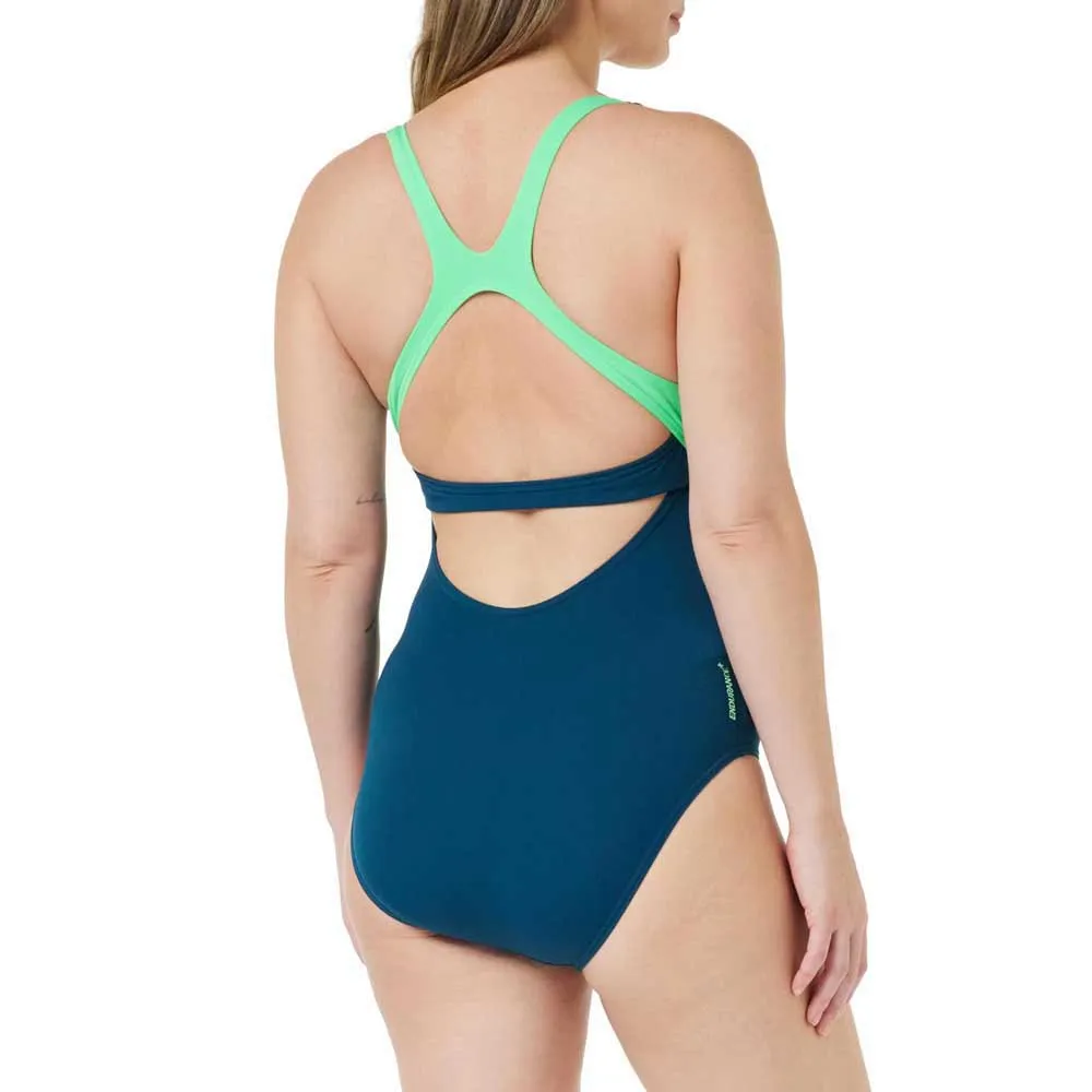 Speedo Flex Band With Integrated Swim Bra Badeanzug female, Dark teal / harlequin green, BD Speedo Flex Band With Integrated Swim Bra Badeanzug female, Dark teal / harlequin green, BD