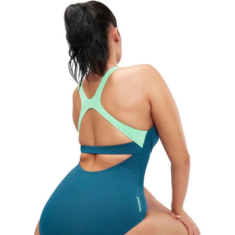 Speedo Flex Band With Integrated Swim Bra Badeanzug female, Dark teal / harlequin green, BD Speedo Flex Band With Integrated Swim Bra Badeanzug female, Dark teal / harlequin green, BD