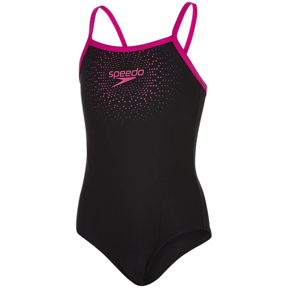 Speedo Gala Logo Muscleback Badeanzug, Black / electric pink, 15-16Y Speedo Gala Logo Muscleback Badeanzug, Black / electric pink, 15-16Y