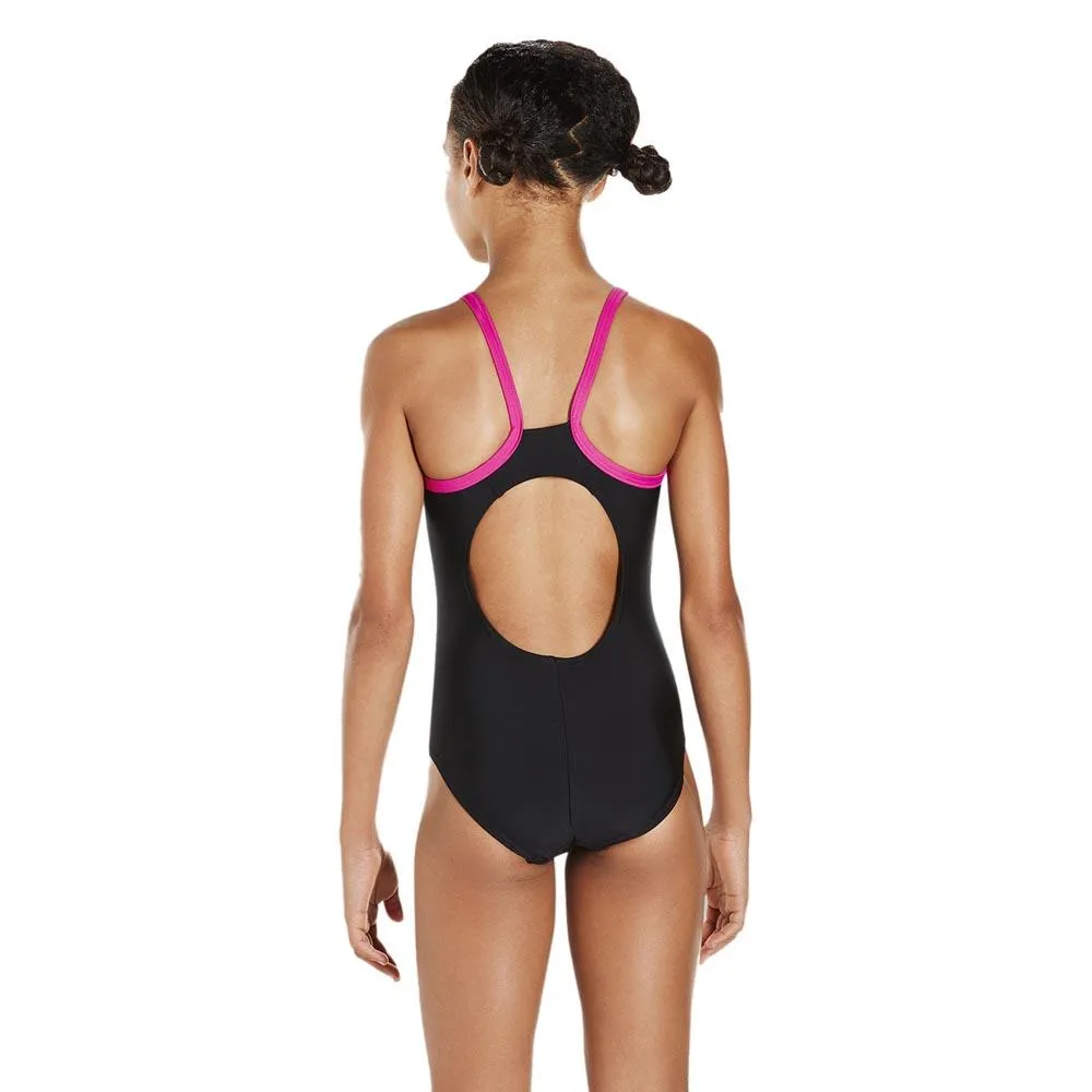 Speedo Gala Logo Muscleback Badeanzug, Black / electric pink, 15-16Y Speedo Gala Logo Muscleback Badeanzug, Black / electric pink, 15-16Y