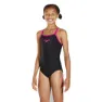 Speedo Gala Logo Muscleback Badeanzug, Black / electric pink, 15-16Y