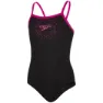 Speedo Gala Logo Muscleback Badeanzug, Black / electric pink, 15-16Y