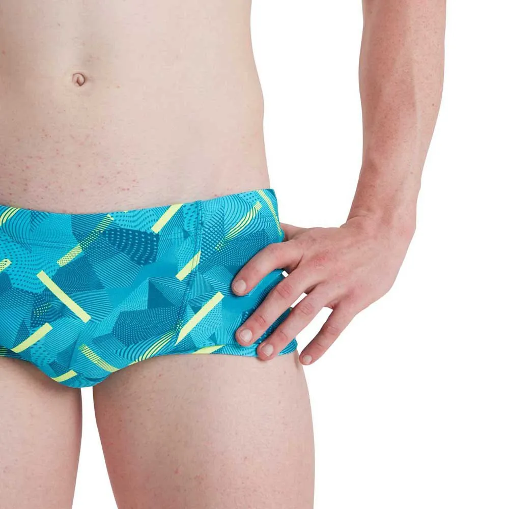 Speedo Geo Stripe V 17 Cm Club Training Allover Badehose Boxer, Nordic teal / adriatic / fluo yellow Speedo Geo Stripe V 17 Cm Club Training Allover Badehose Boxer, Nordic teal / adriatic / fluo yellow