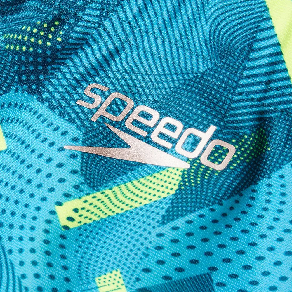 Speedo Geo Stripe V 17 Cm Club Training Allover Badehose Boxer, Nordic teal / adriatic / fluo yellow Speedo Geo Stripe V 17 Cm Club Training Allover Badehose Boxer, Nordic teal / adriatic / fluo yellow