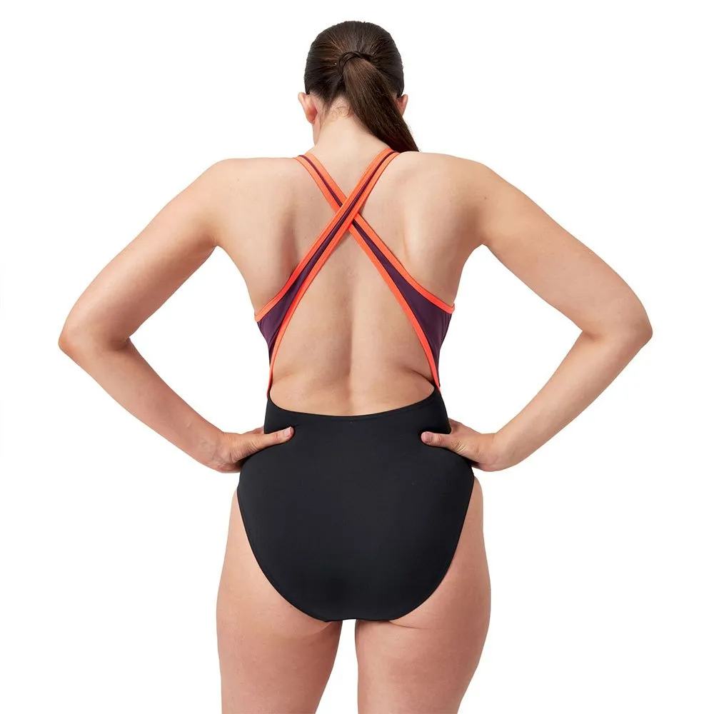 Speedo High Neck Splice Cross Back Badeanzug