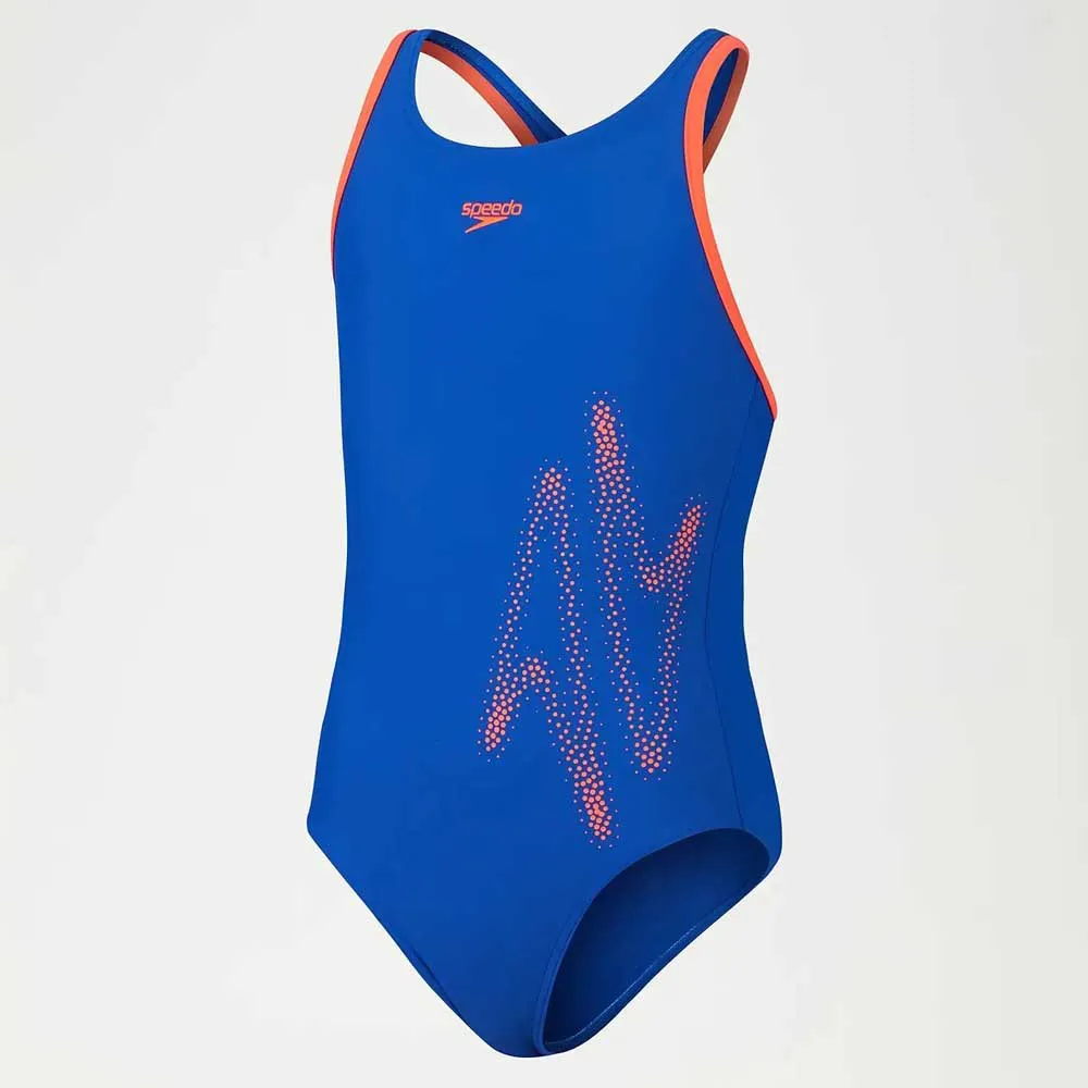 Speedo Hyperboom Placement Flyback Badeanzug female, True cobalt / volcanic orange, 5-6Y