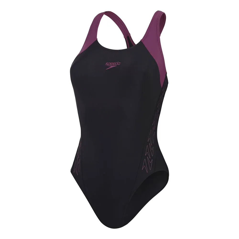 Speedo Hyperboom Splice Racerback Badeanzug female, Black / plum dandy Speedo Hyperboom Splice Racerback Badeanzug female, Black / plum dandy