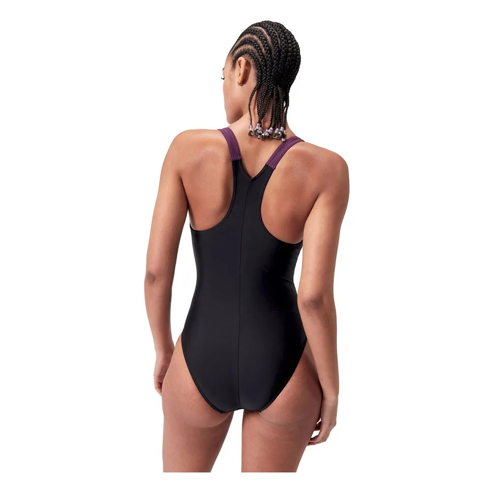 Speedo Hyperboom Splice Racerback Badeanzug female, Black / plum dandy Speedo Hyperboom Splice Racerback Badeanzug female, Black / plum dandy