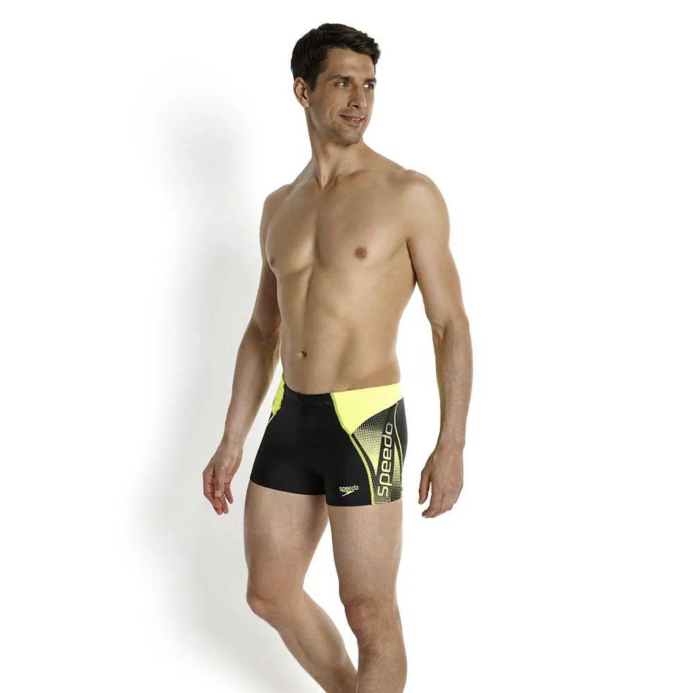 Speedo Logo Panel Badehose Boxer, Black / fluo yellow Speedo Logo Panel Badehose Boxer, Black / fluo yellow