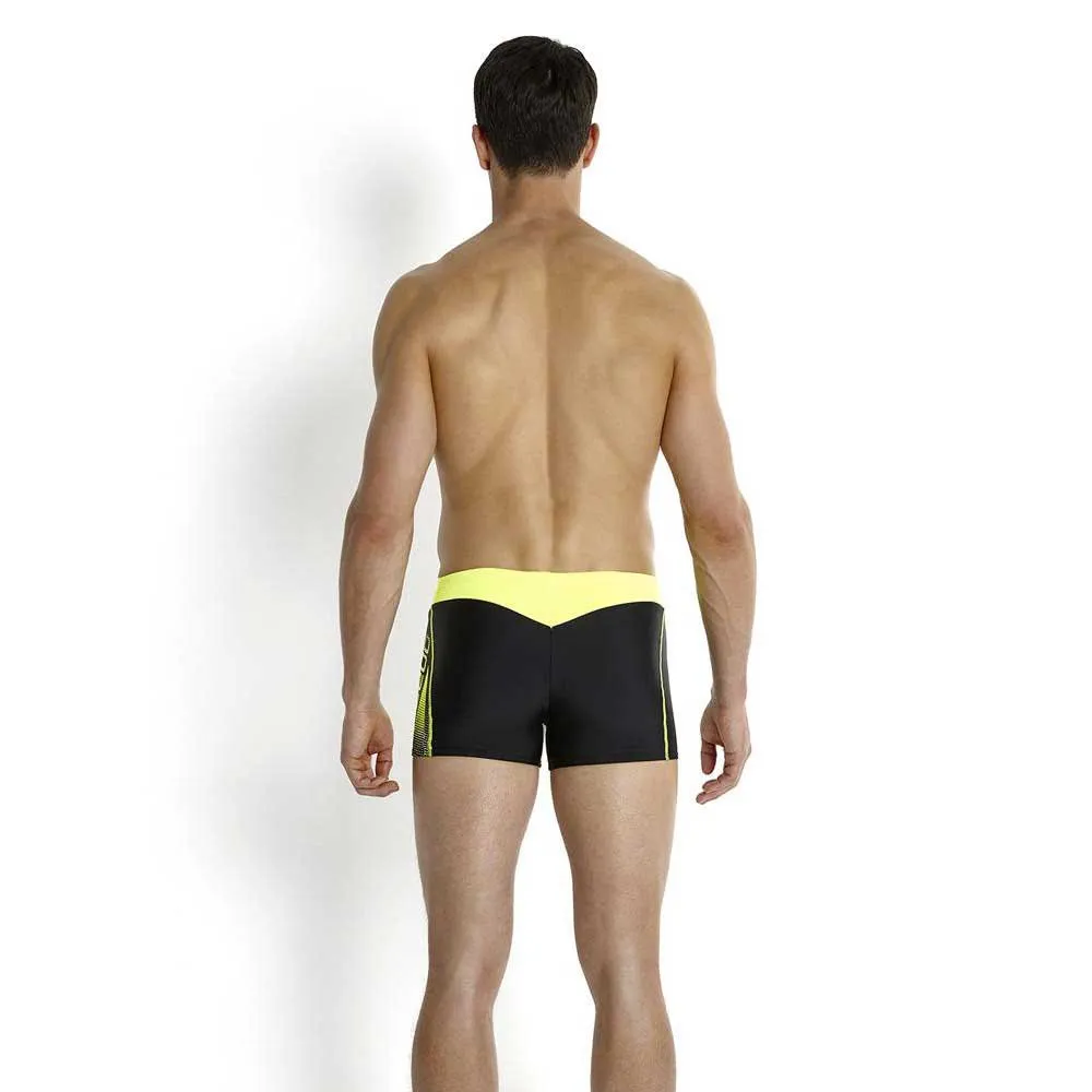 Speedo Logo Panel Badehose Boxer, Black / fluo yellow Speedo Logo Panel Badehose Boxer, Black / fluo yellow