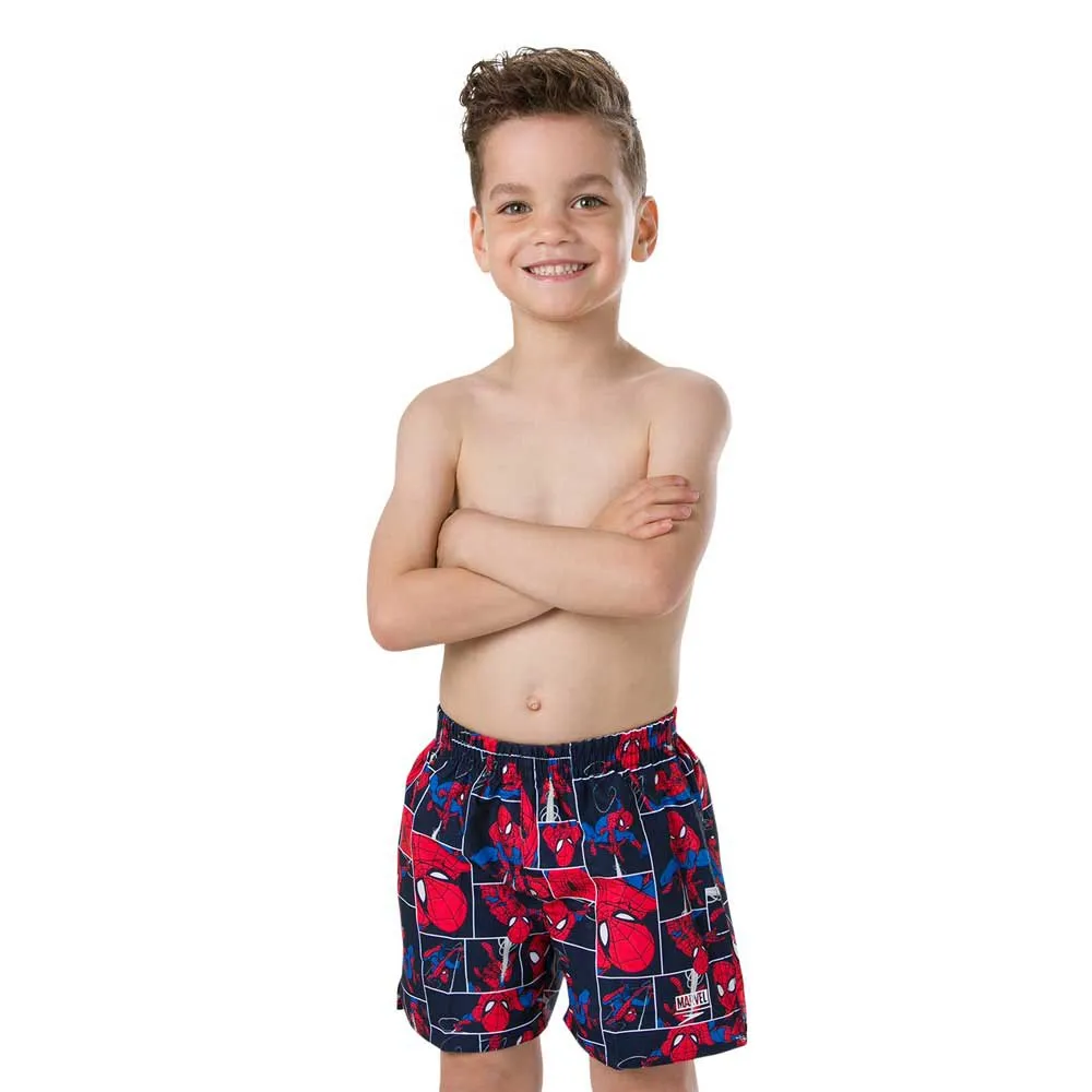 Speedo Marvel Spiderman 11´´ Badeshorts male, Navy / lava red / neon blue, 12-24MON
