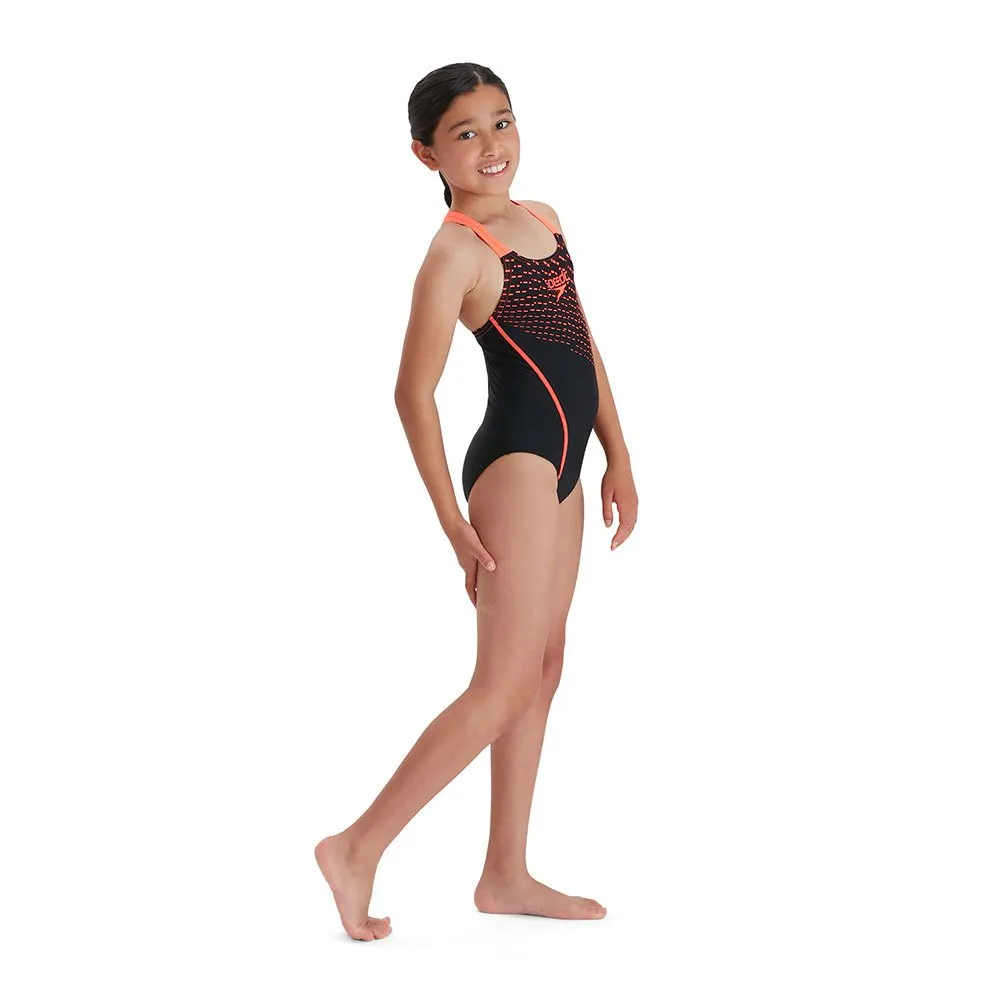 Speedo Medley Logo Medalist Eco Enduraflex Badeanzug, Black / siren red, 5-6Y Speedo Medley Logo Medalist Eco Enduraflex Badeanzug, Black / siren red, 5-6Y