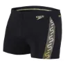 Speedo Monogram Badehose Boxer, Black / global gold
