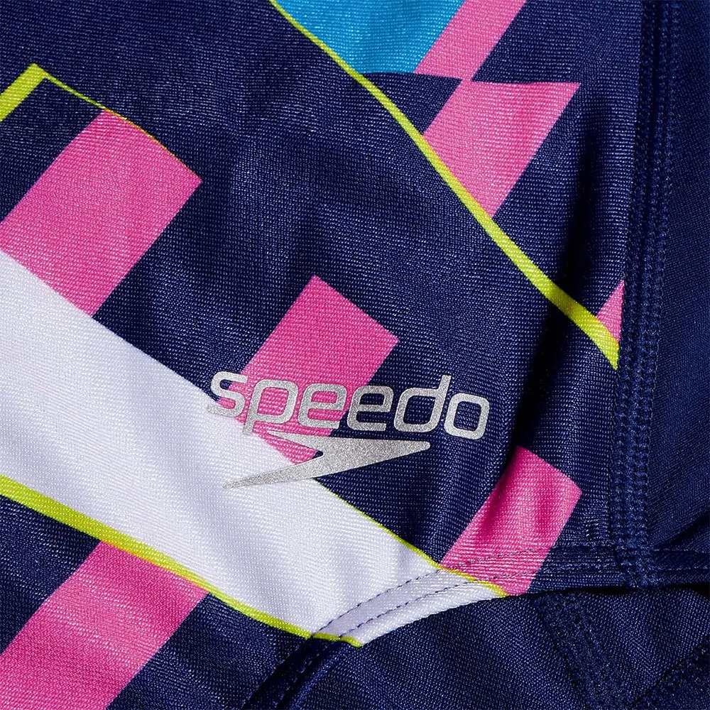 Speedo Placement Lane Line Back Badeanzug female, Cerulean blue / flare pink / bitter lime / bolt, 13-14Y Speedo Placement Lane Line Back Badeanzug female, Cerulean blue / flare pink / bitter lime / bolt, 13-14Y