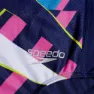 Speedo Placement Lane Line Back Badeanzug female, Cerulean blue / flare pink / bitter lime / bolt, 13-14Y