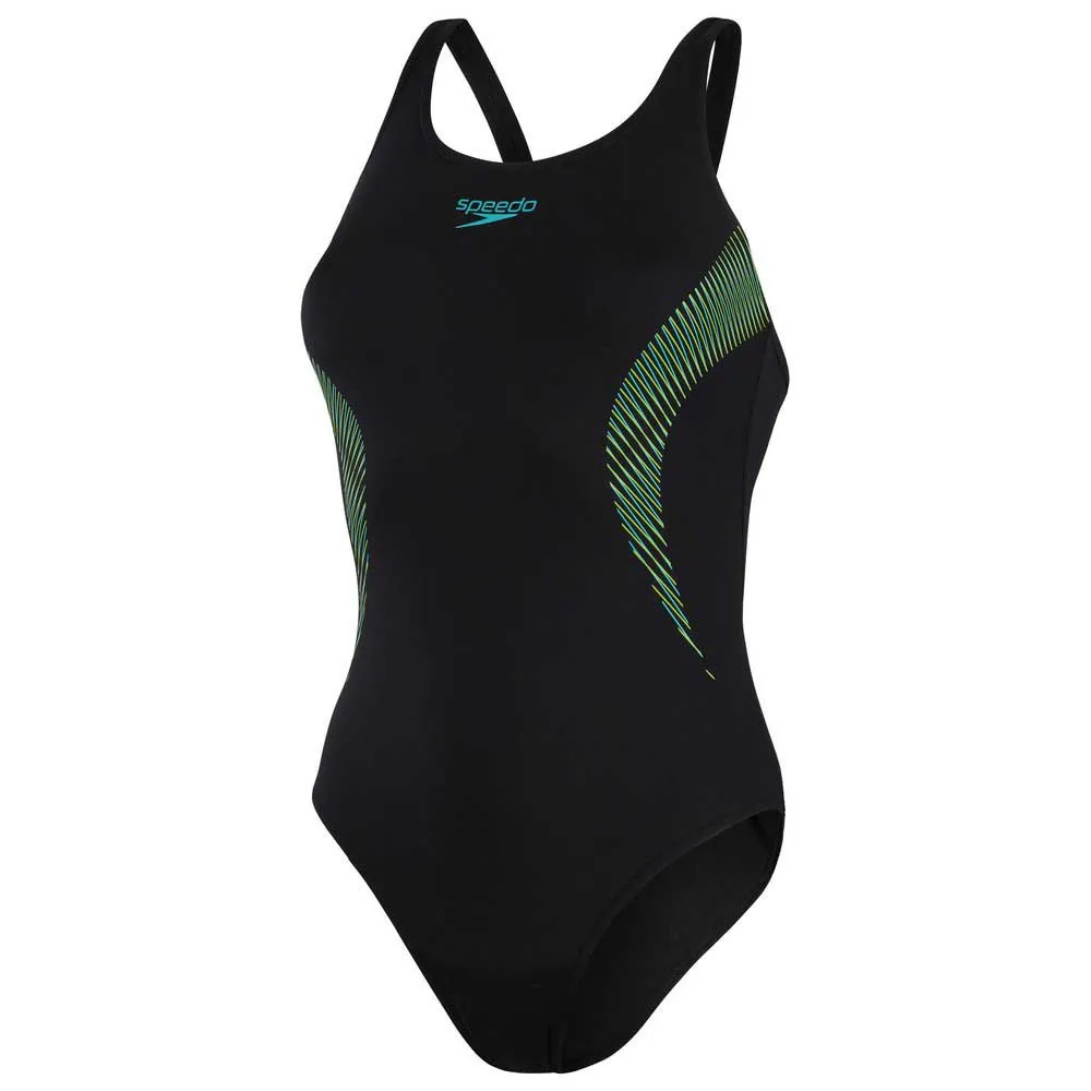 Speedo Placement Muscleback Eco Endurance+ Badeanzug female, Black / tile / atomic Speedo Placement Muscleback Eco Endurance+ Badeanzug female, Black / tile / atomic