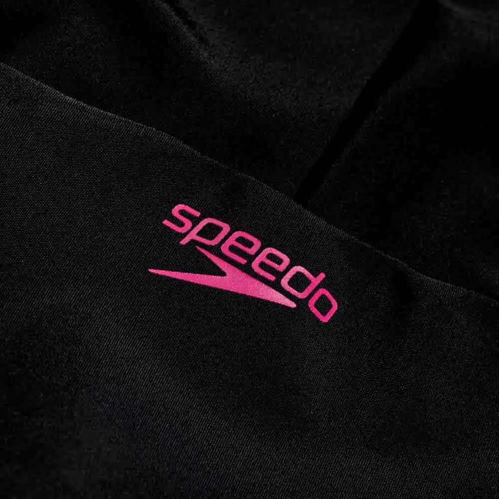 Speedo Plastisol Placement Muscleback Badeanzug female, Black / rose violet / bondi blue, 5-6Y