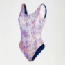 Speedo Printed Logo Deep U-back Badeanzug Mit Tasche Für Mastektomie female, Miami lilac / soft coral / white