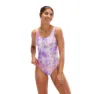 Speedo Printed Logo Deep U-back Badeanzug Mit Tasche Für Mastektomie female, Miami lilac / soft coral / white