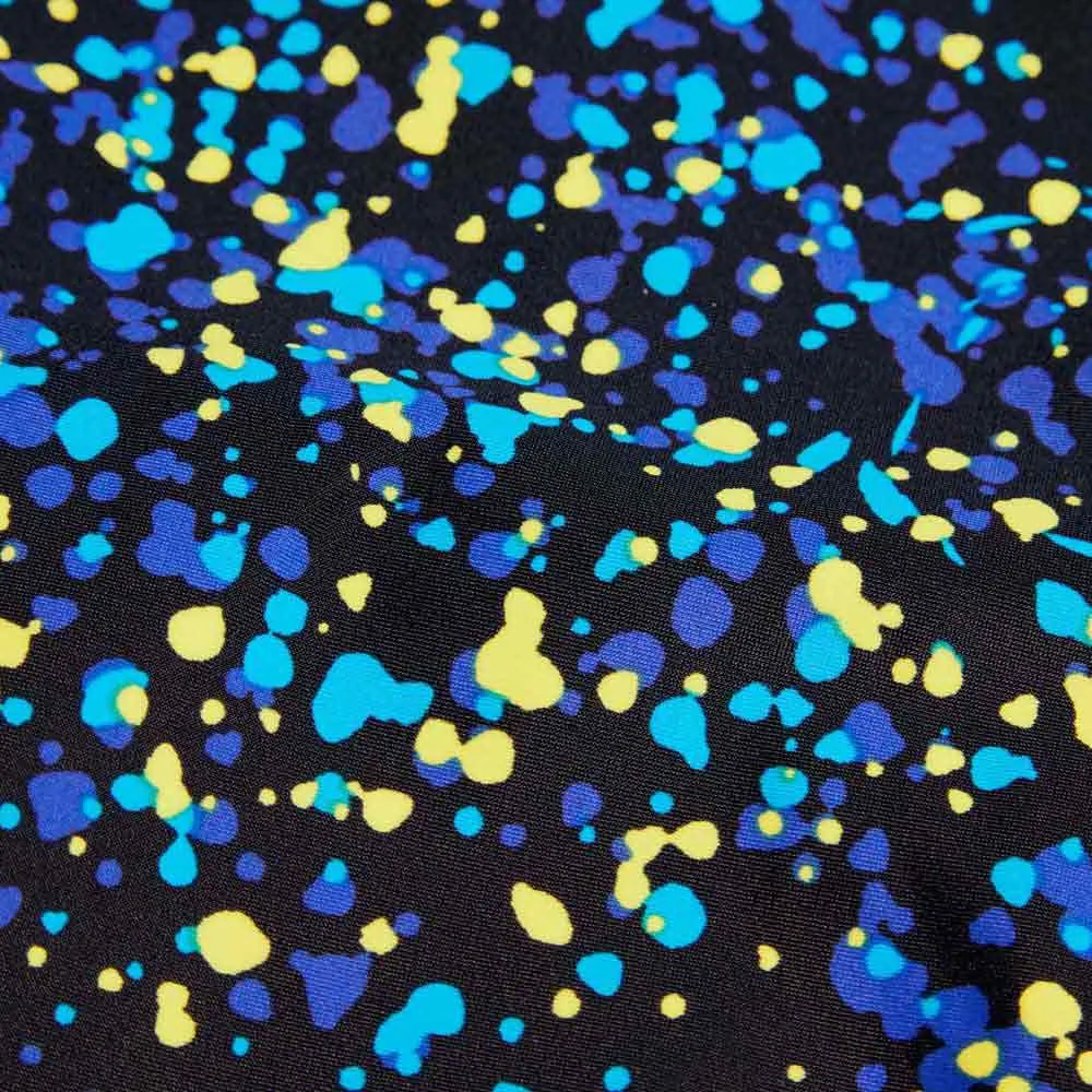 Speedo Printed Medalist Badeanzug female, Black / cobalt pop / bolt / lemon drizzle, 5-6Y