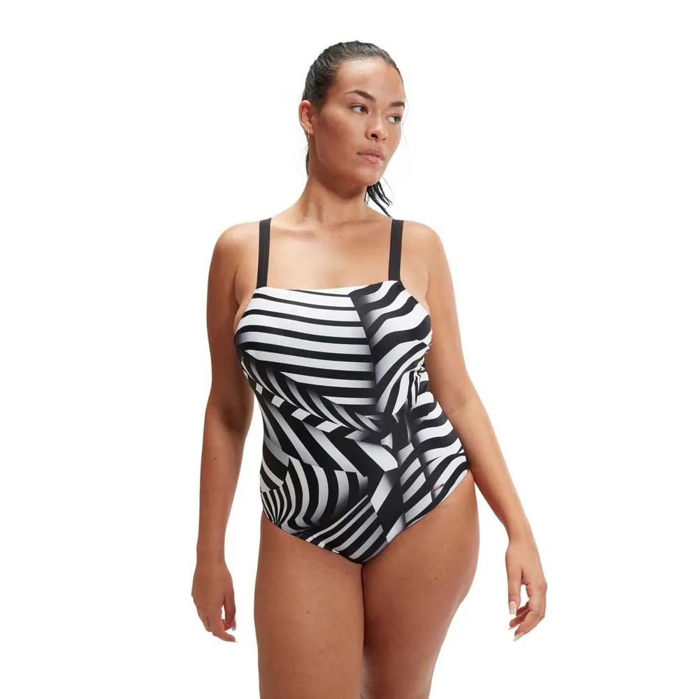 Speedo Shaping Square Neck Printed Badeanzug female, Black / white Speedo Shaping Square Neck Printed Badeanzug female, Black / white