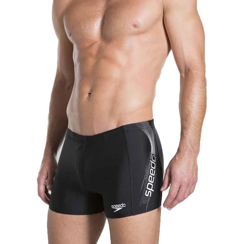 Speedo Sports Logo Panel Badehose Boxer, Black / white Speedo Sports Logo Panel Badehose Boxer, Black / white